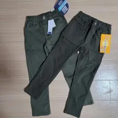 【新品】 スーパーストレッチ 裏起毛パンツ 130 2点セット カーキ