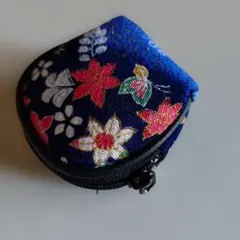 未使用花柄コインケース 青色