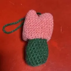 かぎ針編み　チューリップモチーフ　ピンクチューリップ　ケース　編み物　小物入れ