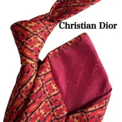Christian Dior ディオール　オレンジレッド　ペイズリー柄 ネクタイ