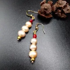 淡水パールとチェコビーズのピアス