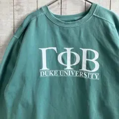 古着　デューク大学 ガンマファイベータ カレッジスウェット ターコイズグリーン