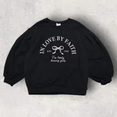 120 美品 UNEM.BEBE 韓国 トレーナー リボン ブラック スウェット