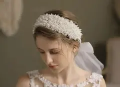 パール装飾ウェディングヘッドドレス