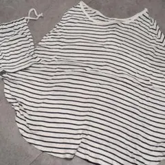 [匿名配送/送料無料]授乳ケープと袋 白とネイビーのストライプ