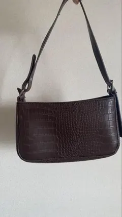 ダークブラウン クロコダイル風 ショルダーバッグ