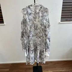 SNIDEL プリントフリルシフォンミニワンピース サイズ1 GRY