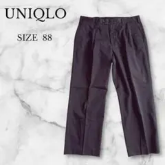 ユニクロ タックパンツ ストレッチ ビジネスカジュアル シンプル ブラック L