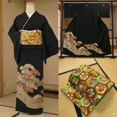 美品　黒留袖フルセット　袋帯　 ５点セット　結婚式　比翼仕立て　作家物　金彩