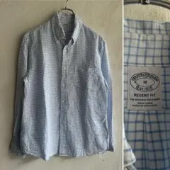美品 BROOKS BROTHERS BD チェック リネンシャツ