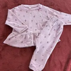 【90cm】プティマイン イチゴ柄 長袖パジャマ