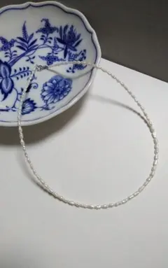 ☆【小さめ淡水パール/ライス形不揃いネックレス】(09╴8) 約43㎝