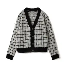 ツイード編みVネックカーディガン[kn107a]