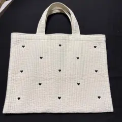 【美品】conforobe ヌビバッグ トートバッグ ハート刺繍 ホワイト