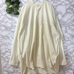 GU クリーム色 Lサイズ 長袖カットソー ゆったり ジーユー ポケット付き