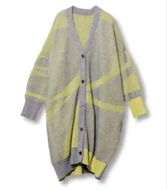 OSMOSIS：配色畦編ニットカーディガン グレー FREE