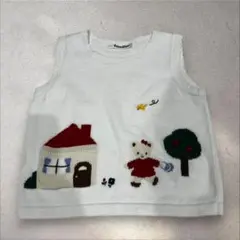 ファミリア　刺繍　ベスト ホワイト　セーター　ニット　90