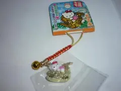 ハローキティ えんぎもんや 根付け ストラップ 金の招き猫 非売品
