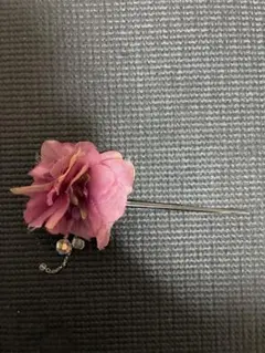 紫色の花かんざし ビーズ付き