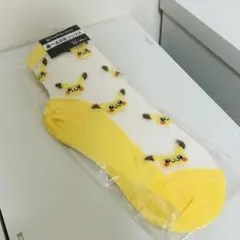 ポケモン　レディース靴下　ピカチュウ　シースルー　ミドルソックス