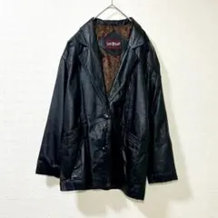 ヴィンテージ レザー テーラード ジャケット 本革 牛革 ビンテージ 黒