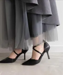 黒 ストラップ付きハイヒール　RANDA