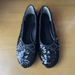 LOWRYS FARM フラットシューズ バレエシューズ スパンコール 黒 Lのサムネイル