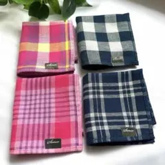 新品　タオルハンカチ 4枚セット　ピンク系とブルー系　プレゼント用人気