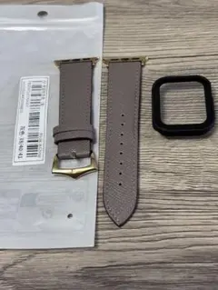 Apple Watch レザーベルト グレージュ ゴールド金具　ケース