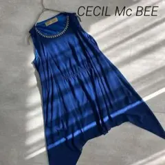 ドレス　ミニワンピ　青　セシルマクビー　セシル ビジュー