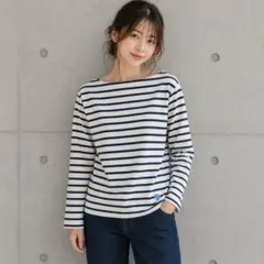 美品 オーシバル ORCIVAL フランス製 ボーダー バスクシャツ ネイビーのサムネイル