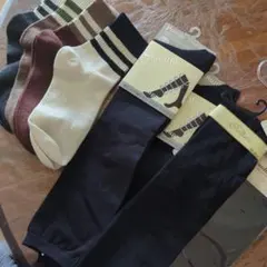 カジュアルソックス 4足+黒ハイソックス4足