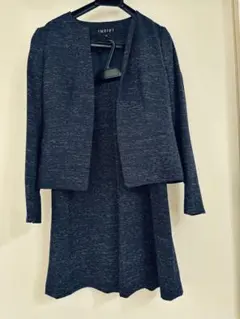 INDIVI 36サイズ　洗える　ジャケット　スカート　セットアップ　ネイビー