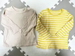 長袖Tシャツ 80 ベージュとストライプ