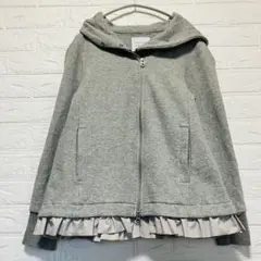 ダブルジップ　フード付パーカー 裾フリル　日本製　MOOLA KALAH