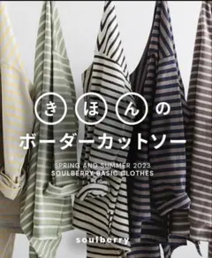 【soulberry】ソウルベリー　きほんのボーダーカットソー（3L）グリーンのサムネイル