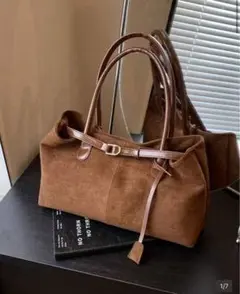 SHEIN スエードバッグ トートバッグ ダークブラウン フェイクスエード