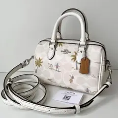 【COACH】コーチ　ミニ　ローアン　ミニボストン　フラ　ホワイト　新品