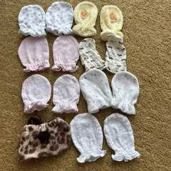 赤ちゃん用手袋七点豹柄ポシェット付き