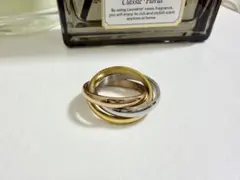 ステンレス　3連　リング　ピンクゴールド　ホワイトゴールド　22号のサムネイル