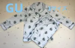 【GU】サテンパジャマ（長袖&ロングパンツ）花柄 ブルー Sサイズ