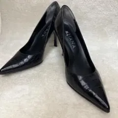 DIANA ダイアナ パンプス 23.5cm クロコ型押し ブラック 黒