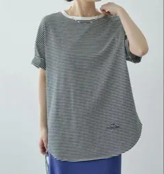 ピュアルセシン 汗シミ防止ワンポイントロゴTシャツ　ボーダーのサムネイル