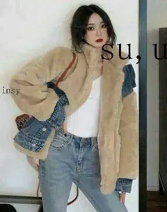 ボアジャケット　もこもこ　デニム　ファーコート?9