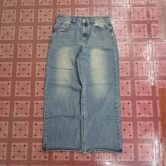 極太 デニム ワイドパンツ フェード L ストリート アメカジ ノームコア 