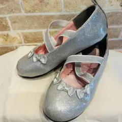 シルバーグリッターリボン付きフォーマルシューズ　21cm