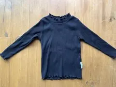 ブラック フリルネック 長袖カットソー 100cm