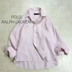 POLO RALPH LAUREN★美品★リネンストライプシャツ オーバーサイズ