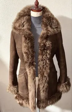 高級 ムートン 毛皮 リアルファー 羊革 レザー ジャケット コート Lアウター