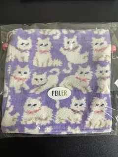 FEILER/フェイラー　モフモフネコチャン　巾着　パープル